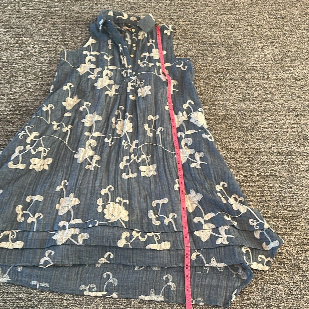 Anthropologie Isabella Sinclair Tillie Embroidered  Floral Blue Dress - Picture 11 of 12